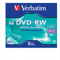 Verbatim DVD-RW 4.7 GB   5 stuks    4x Jewel case